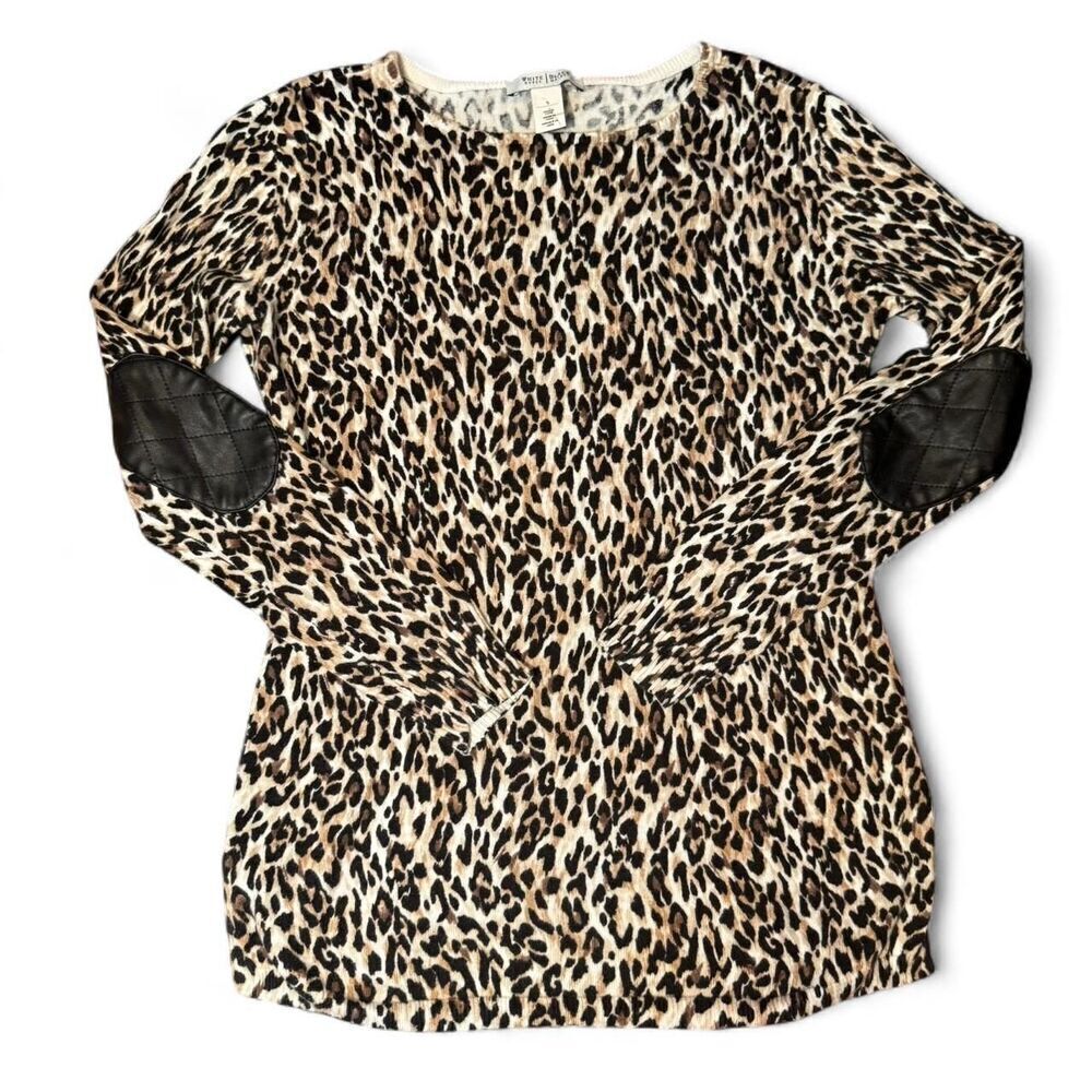 White House Black Market cheetah print long sleeve elbow patches Size Small